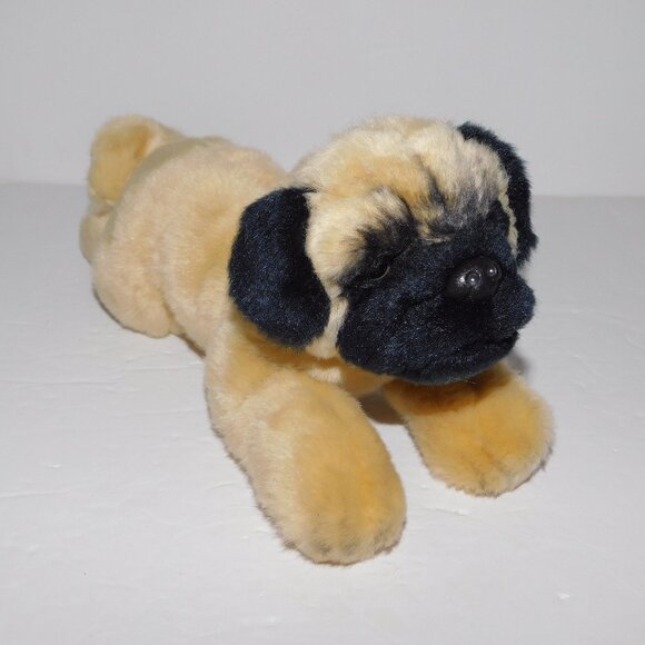 Russ Berrie Yomiko Classics 10" Plush Beige Black Stuffed laying Pug Dog Puppy - Picture 1 of 8